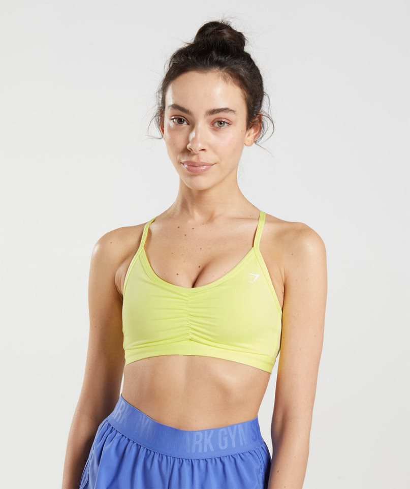 Women\'s Gymshark Ruched Training Sports Bra Yellow | NZ 4RUKAG